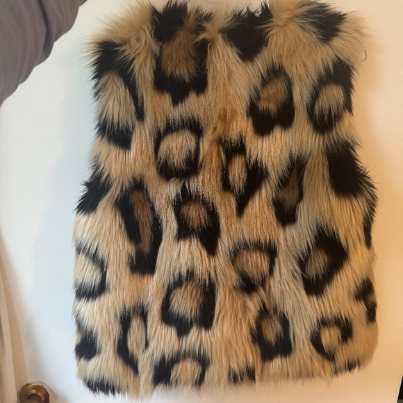 Michael Kors furry faux fur vest leopard cheetah animal print size S like new - Picture 9 of 9